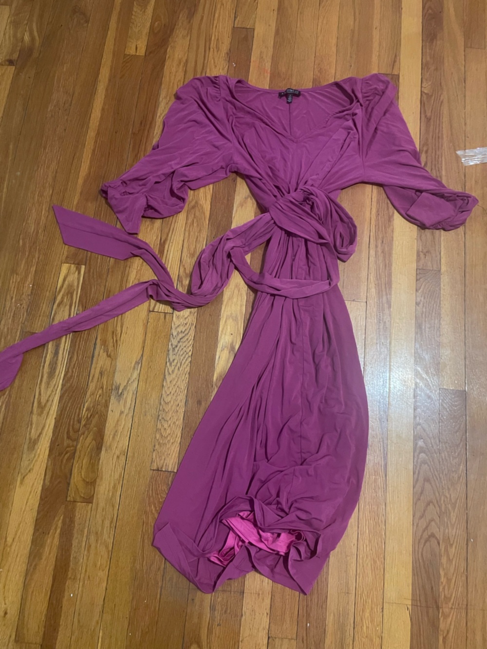 ELOQUII 22 Magenta Wrap Maxi Dress | Tie Waist Statement Dress